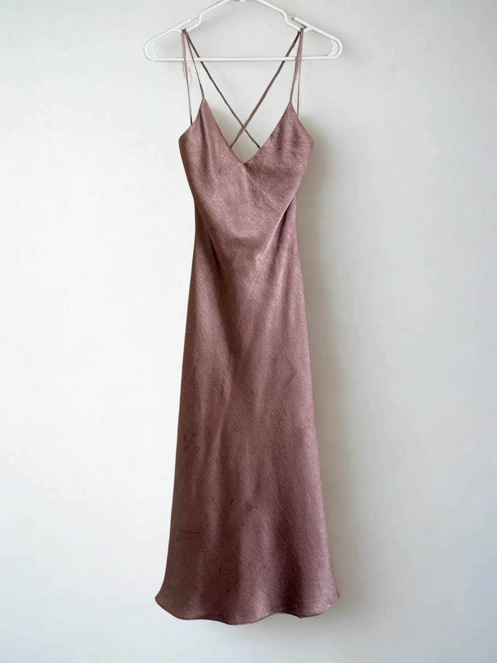 Cotton Candy LA Dusty Rose Satin Cowl Back Maxi Slip Dress | Size Small